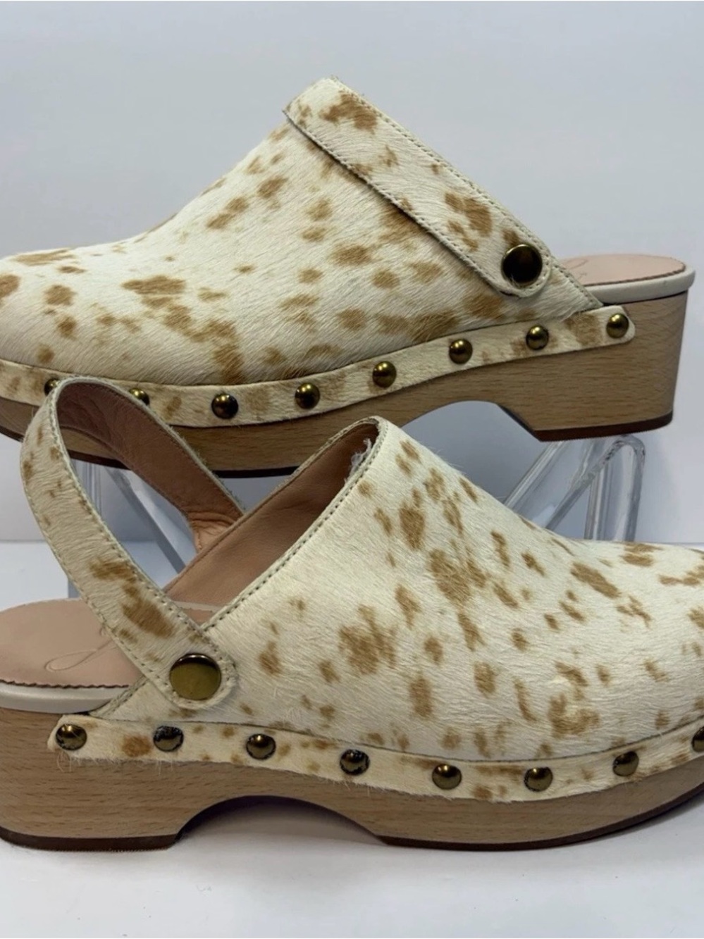 J.Crew Calf Hair Convertible-Strap Leather Clogs